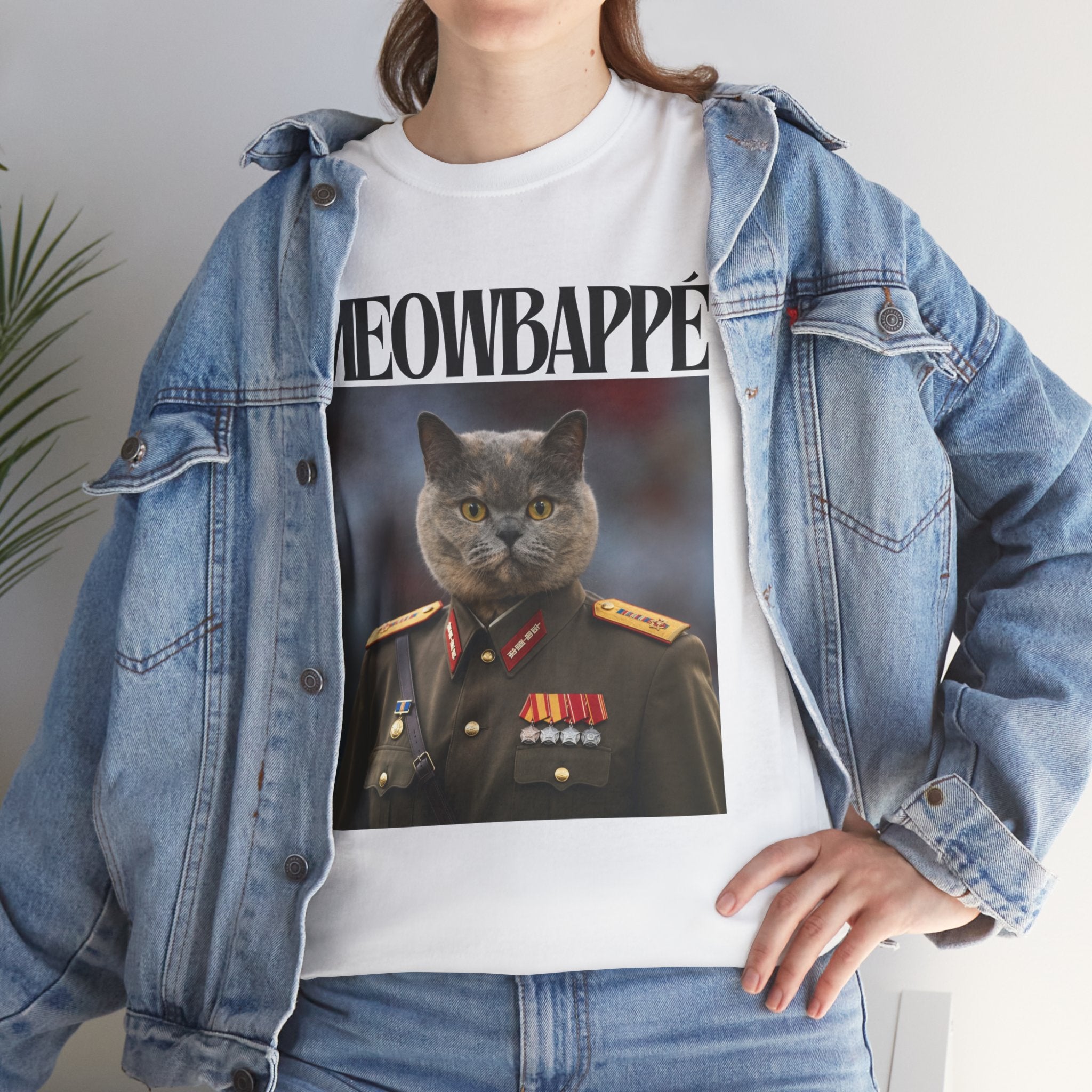 Meowbappé Cat General Tee — Funny Vintage Military Cat T-Shirt