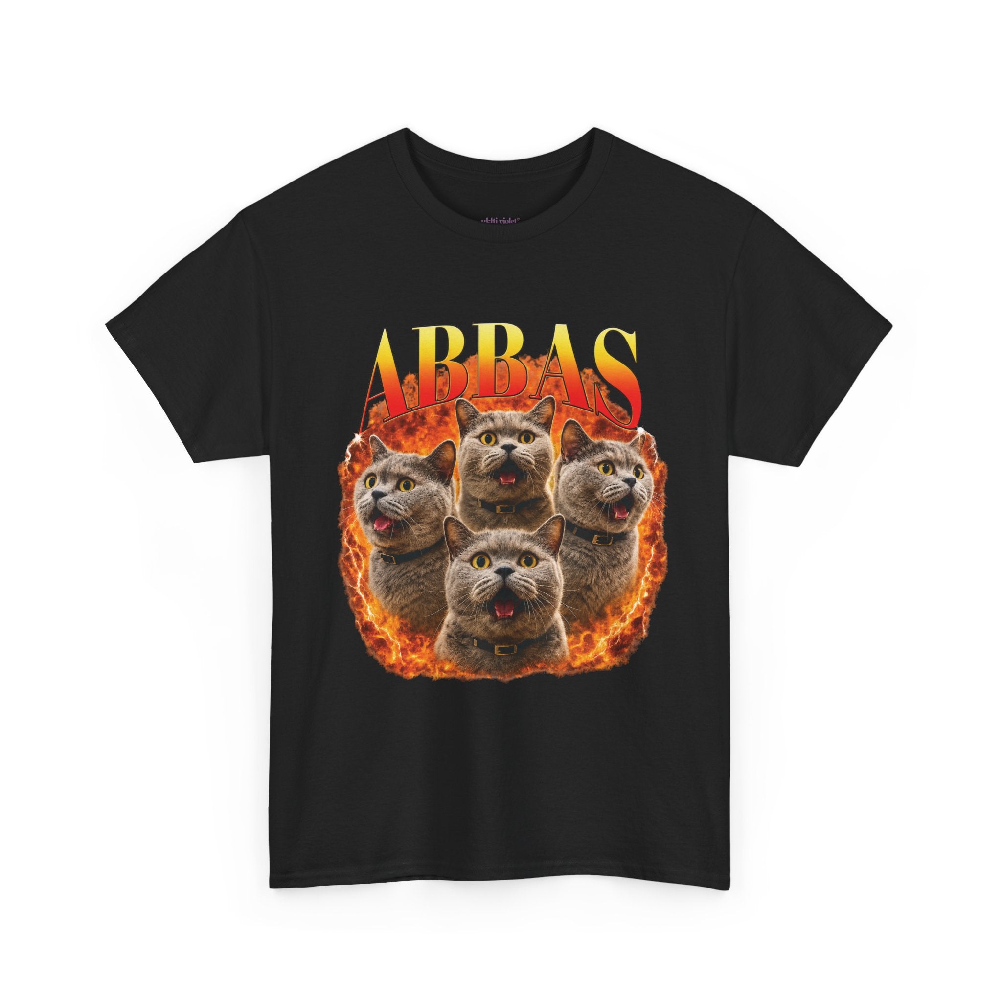 OG Abbas Tee | Retro Flame Cat Graphic