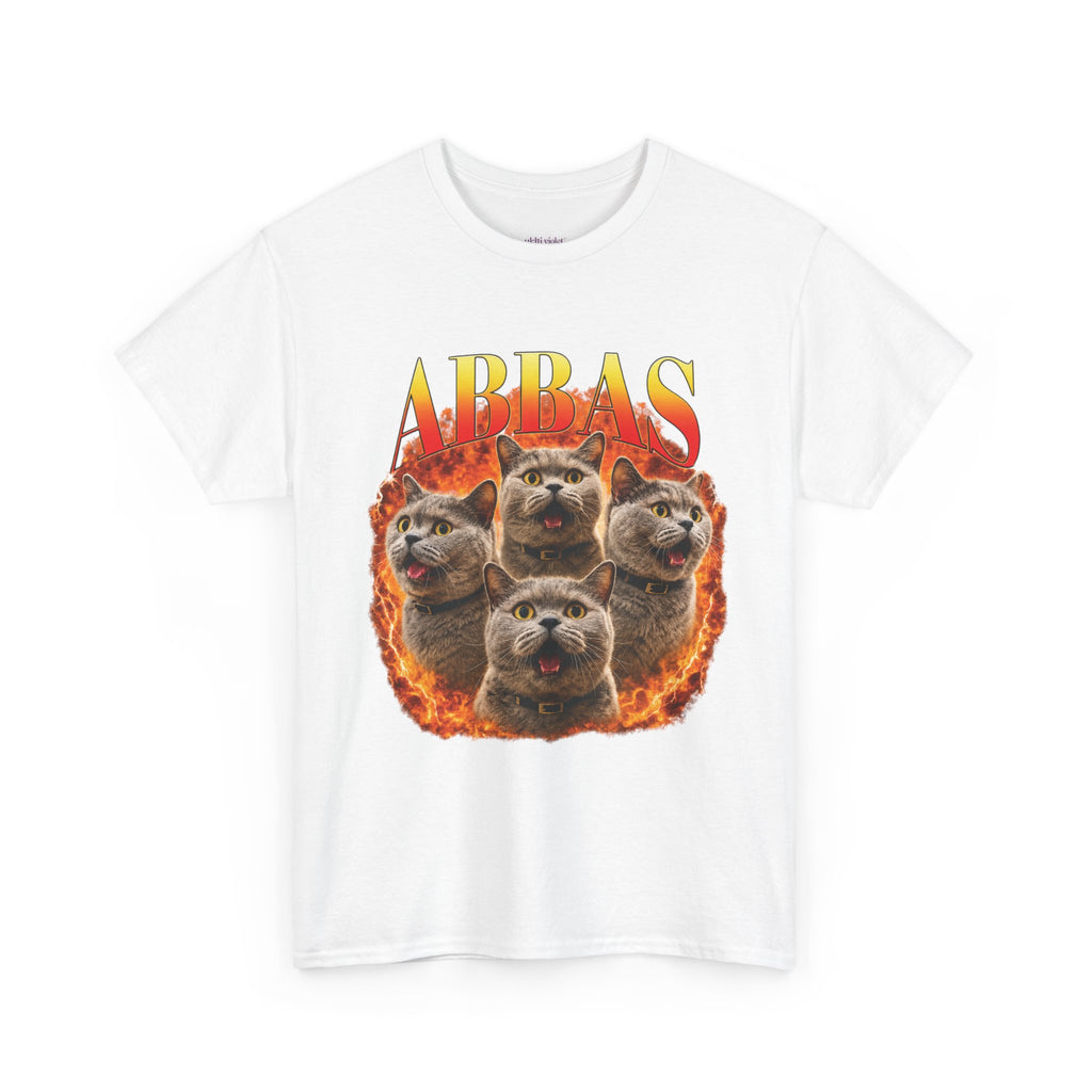 OG Abbas Tee | Retro Flame Cat Graphic