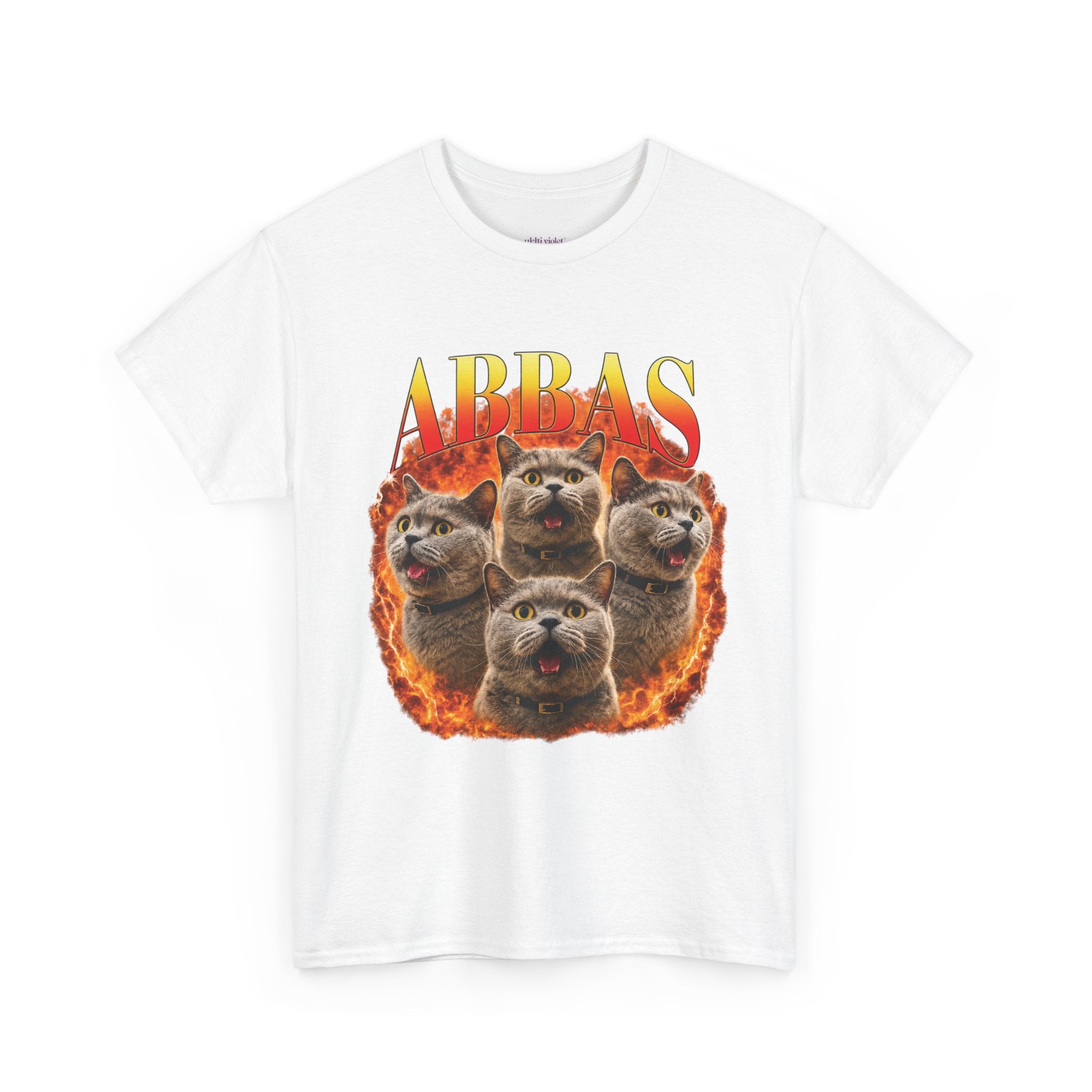 OG Abbas Tee | Retro Flame Cat Graphic