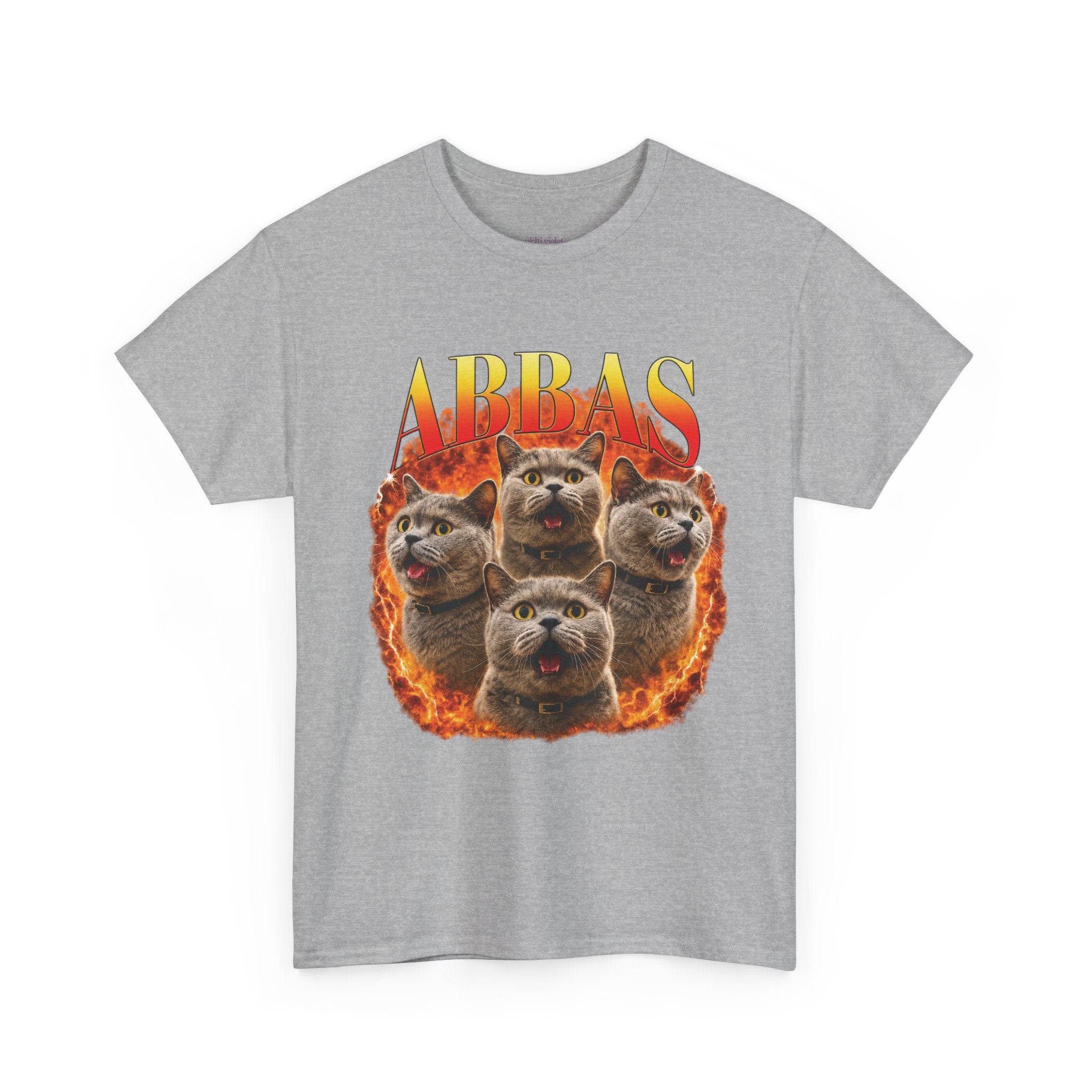 OG Abbas Tee | Retro Flame Cat Graphic