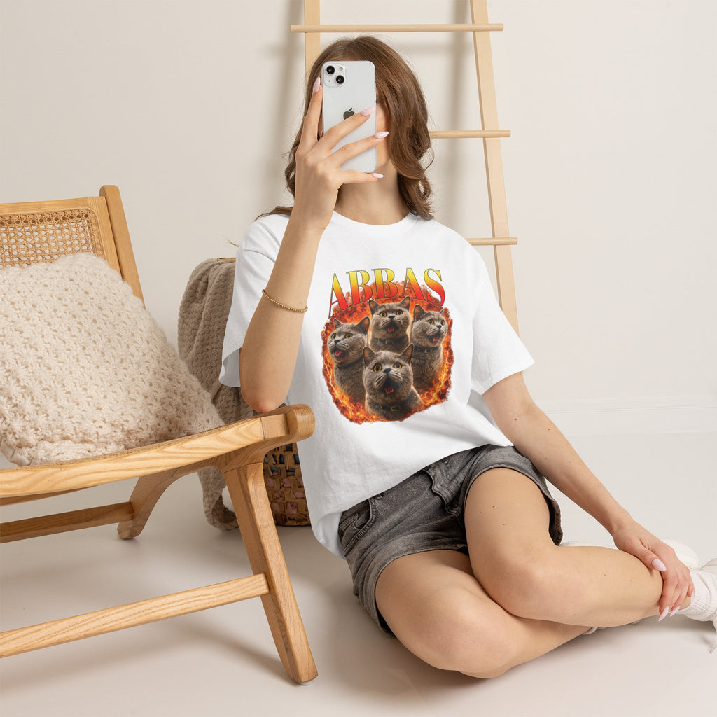 OG Abbas Tee | Retro Flame Cat Graphic