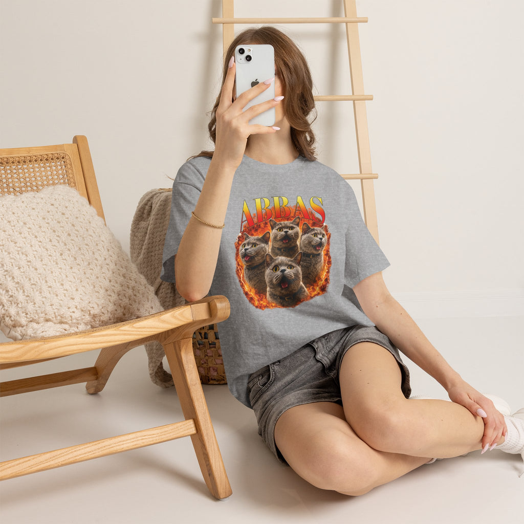 OG Abbas Tee | Retro Flame Cat Graphic